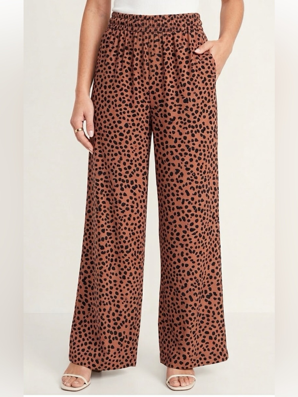 Old Navy Animal Print Leopard Spotted Wide Leg Palazzo Pants Women’s Small